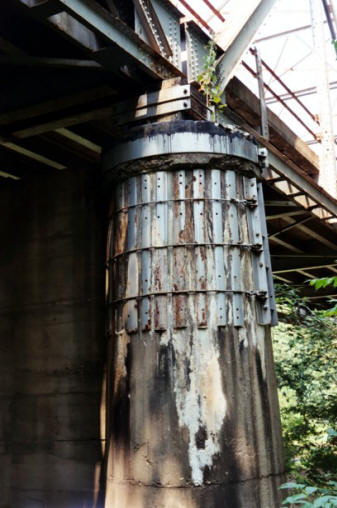 This bridge pier has been confined with steel plates